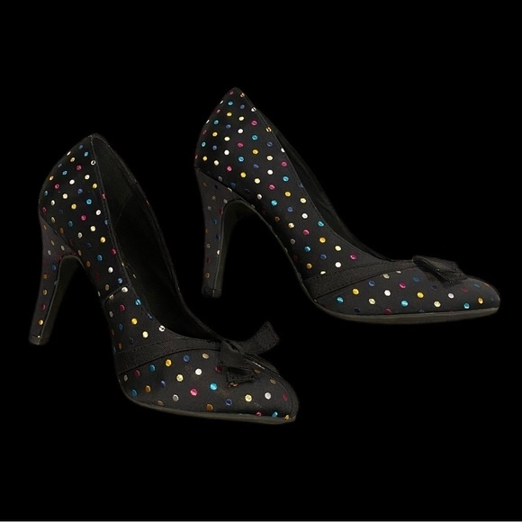 K9 by Rocket Dog Womens Size 8.5 M Black Slip On Polka Dots Heel Pumps - Picture 1 of 6